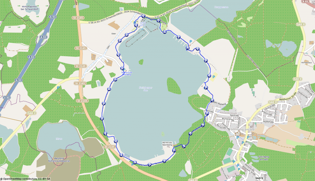 Wanderkarte um den Steinberger See