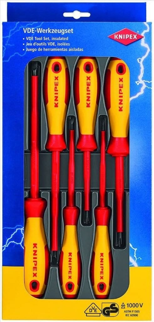 4 Schlitz- und 2 Kreuzschlitzschraubendreher von Knipex